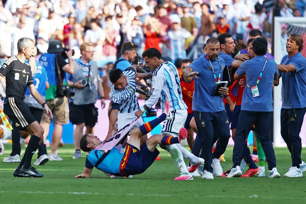 Argentina players involved in post-match brawl with Spain after World Cup final